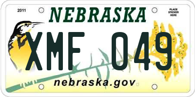 NE license plate XMF049