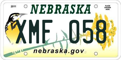NE license plate XMF058