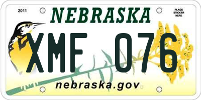 NE license plate XMF076