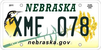 NE license plate XMF078