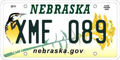 NE license plate XMF089
