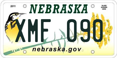 NE license plate XMF090