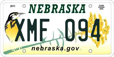 NE license plate XMF094