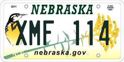 NE license plate XMF114