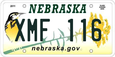 NE license plate XMF116