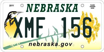 NE license plate XMF156
