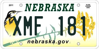 NE license plate XMF181