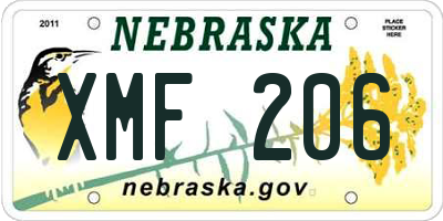 NE license plate XMF206
