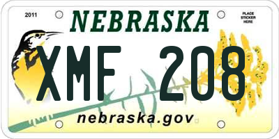 NE license plate XMF208