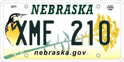 NE license plate XMF210