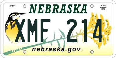 NE license plate XMF214