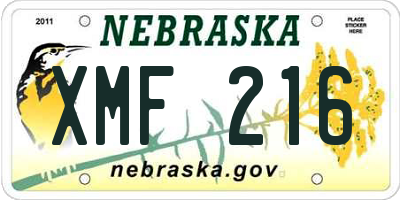 NE license plate XMF216