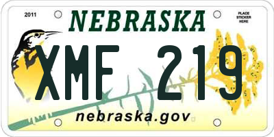 NE license plate XMF219