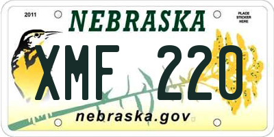 NE license plate XMF220