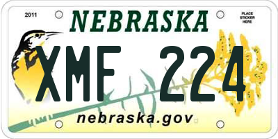 NE license plate XMF224