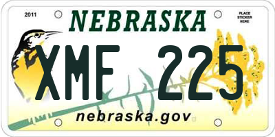 NE license plate XMF225
