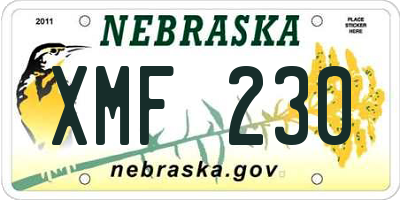 NE license plate XMF230
