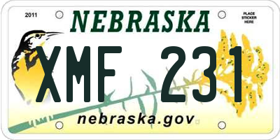NE license plate XMF231