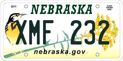 NE license plate XMF232