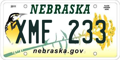NE license plate XMF233