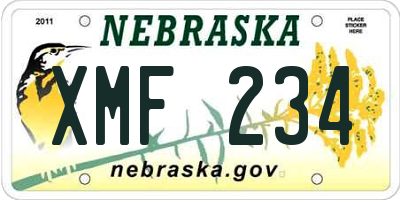 NE license plate XMF234
