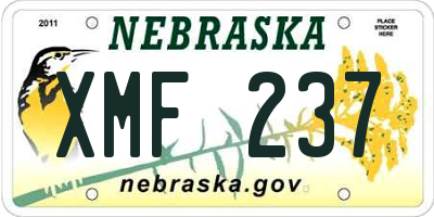 NE license plate XMF237