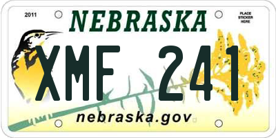 NE license plate XMF241