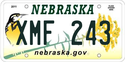NE license plate XMF243