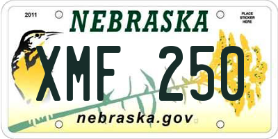 NE license plate XMF250