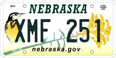 NE license plate XMF251
