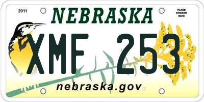 NE license plate XMF253