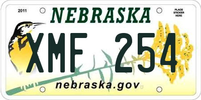 NE license plate XMF254