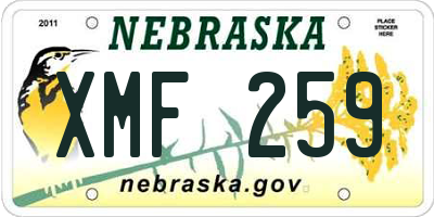 NE license plate XMF259