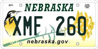 NE license plate XMF260
