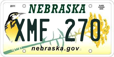 NE license plate XMF270