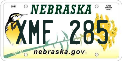 NE license plate XMF285