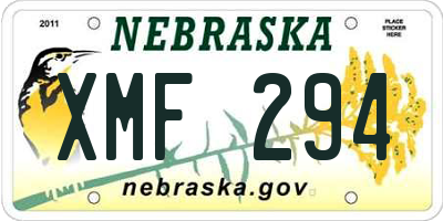 NE license plate XMF294