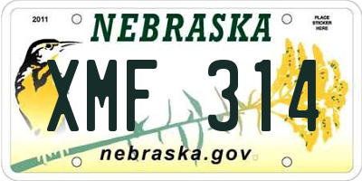 NE license plate XMF314