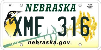 NE license plate XMF316