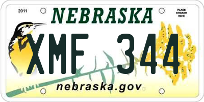 NE license plate XMF344