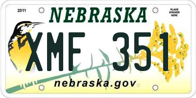 NE license plate XMF351