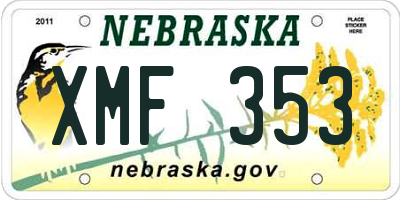 NE license plate XMF353