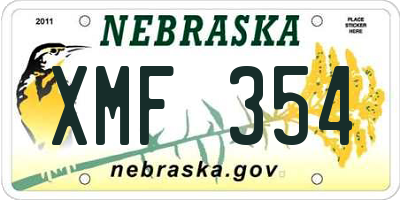 NE license plate XMF354