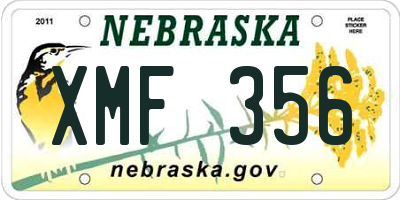 NE license plate XMF356