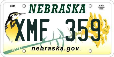 NE license plate XMF359