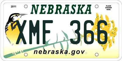 NE license plate XMF366
