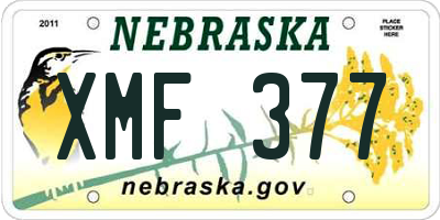 NE license plate XMF377