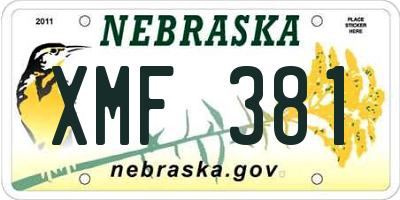 NE license plate XMF381