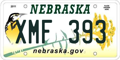 NE license plate XMF393
