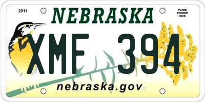 NE license plate XMF394